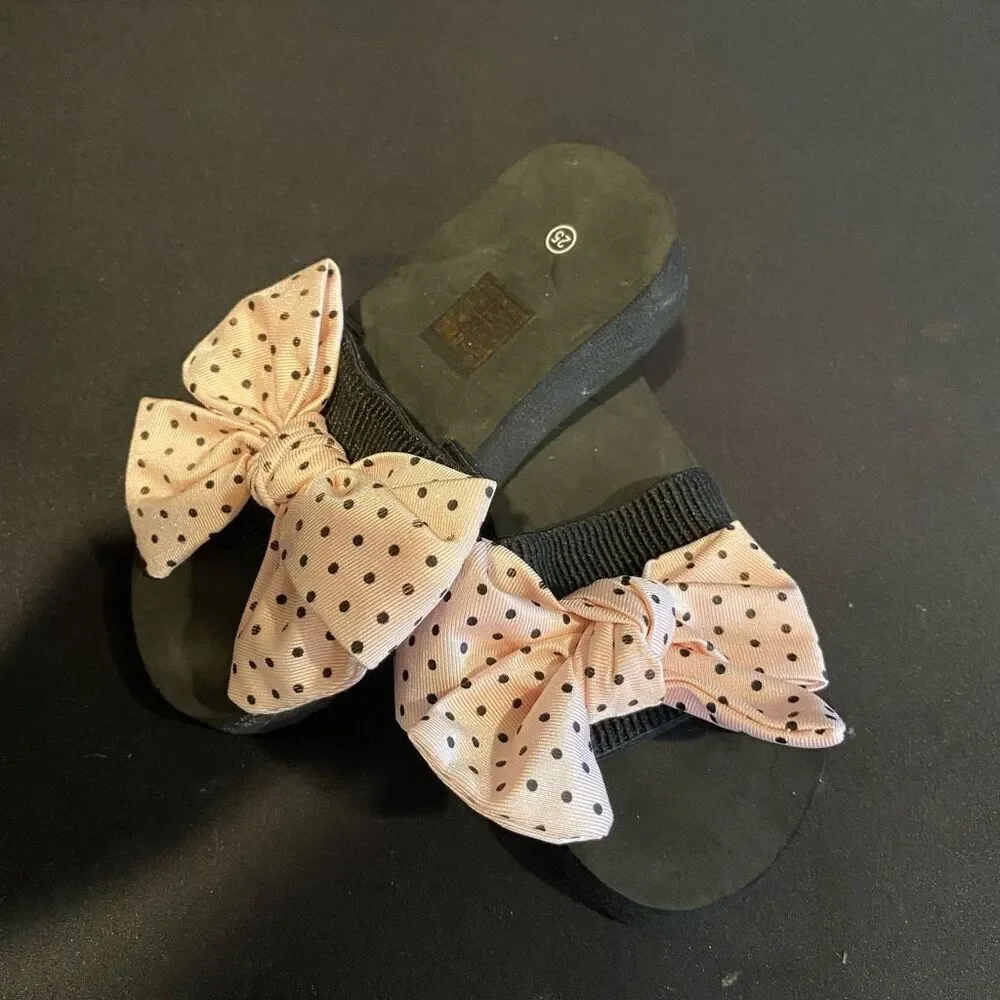 Flip Flop pink Polka Dot Bow Sandals Size 9